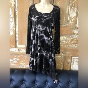 Heyne Bogut Brown Gray Black Tie Dye Asymmetrical Hem Laganlook Velvet Dress XS